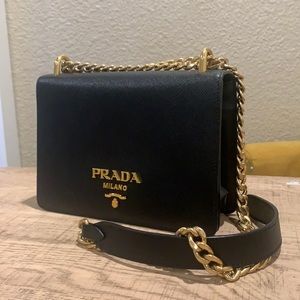 Prada Chain Flap Saffiano Leather Crossbody Bag